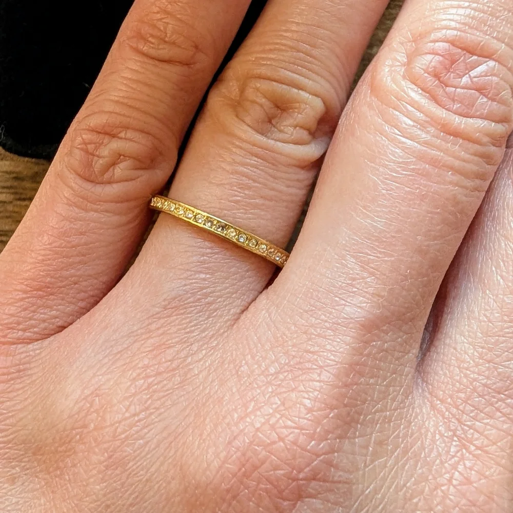 Madewell Mon Petit Pave Ring Size 5 Vintage Gold - Picture 3 of 3